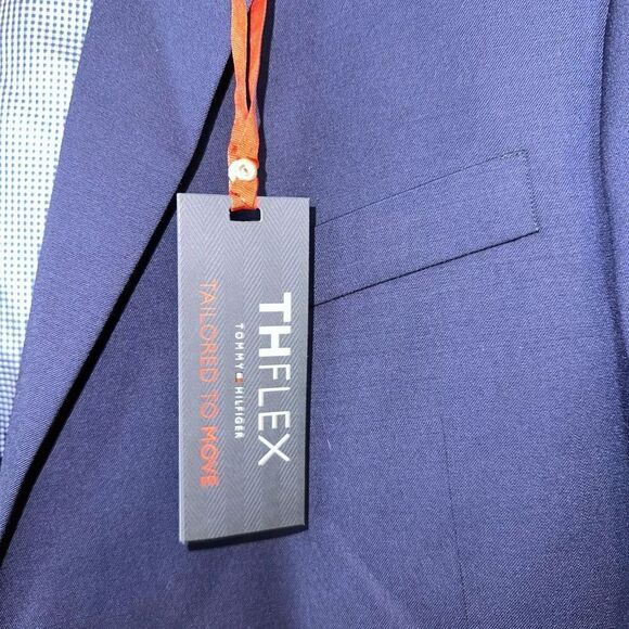 Tommy Hilfiger Men's Navy Blue Modern Fit Long-Sleeve Suit Jacket Size 48L NWT - Picture 3 of 10